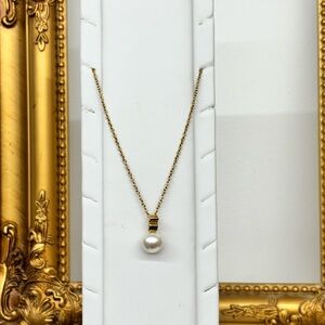 Ana Gold Tone Stainless Steel Round Pearl Necklace